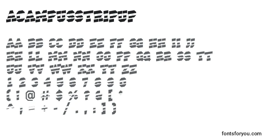 Czcionka ACampusstripup – alfabet, cyfry, specjalne znaki
