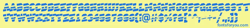 フォントACampusstripup – 青い文字が黄色の背景にあります。