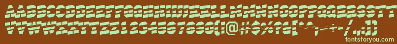 フォントACampusstripup – 緑色の文字が茶色の背景にあります。