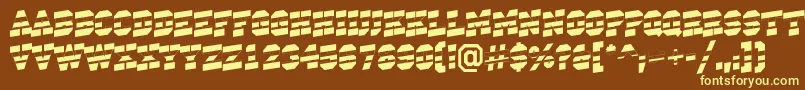ACampusstripup-fontti – keltaiset fontit ruskealla taustalla
