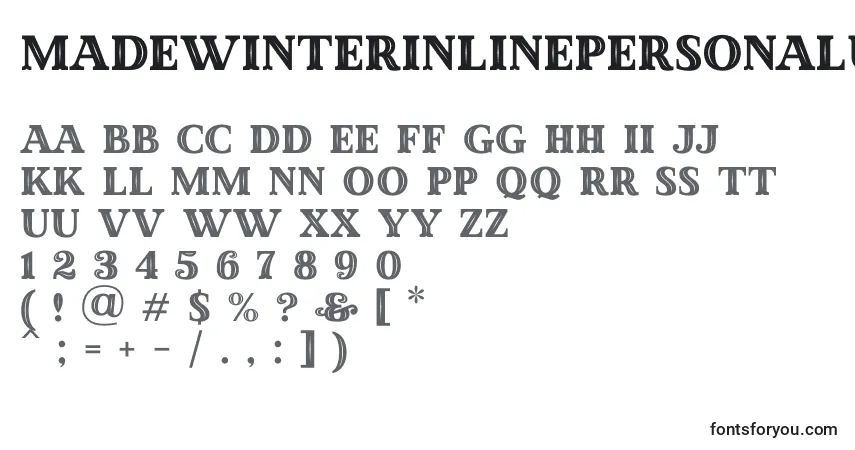Czcionka MadeWinterInlinePersonalUse – alfabet, cyfry, specjalne znaki