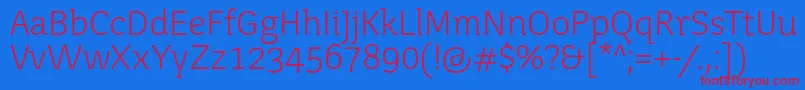 Juvenislight Font – Red Fonts on Blue Background