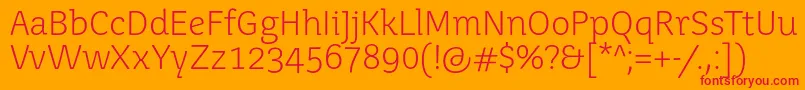Juvenislight Font – Red Fonts on Orange Background