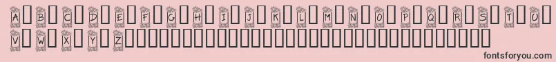 KrFlowerFrame-fontti – mustat fontit vaaleanpunaisella taustalla