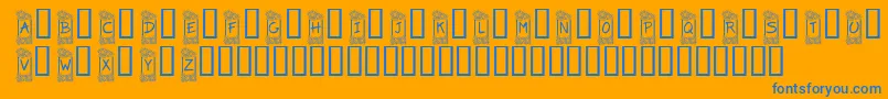 KrFlowerFrame-fontti – siniset fontit oranssilla taustalla