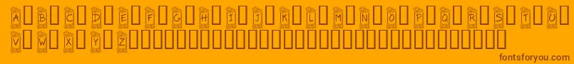 KrFlowerFrame Font – Brown Fonts on Orange Background