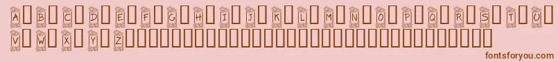 Czcionka KrFlowerFrame – brązowe czcionki na różowym tle