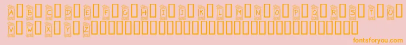 KrFlowerFrame-fontti – oranssit fontit vaaleanpunaisella taustalla
