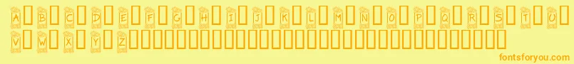 KrFlowerFrame Font – Orange Fonts on Yellow Background