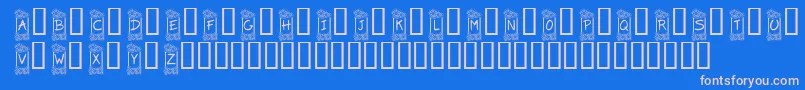 KrFlowerFrame Font – Pink Fonts on Blue Background