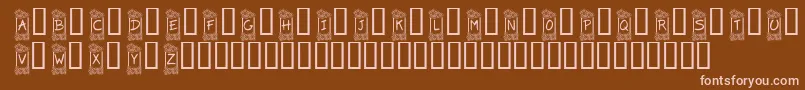 KrFlowerFrame-fontti – vaaleanpunaiset fontit ruskealla taustalla