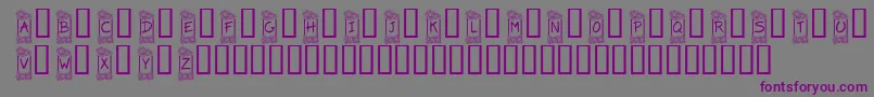 KrFlowerFrame-Schriftart – Violette Schriften auf grauem Hintergrund