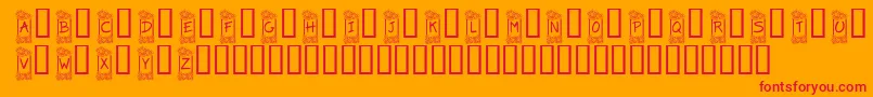 KrFlowerFrame-Schriftart – Rote Schriften auf orangefarbenem Hintergrund