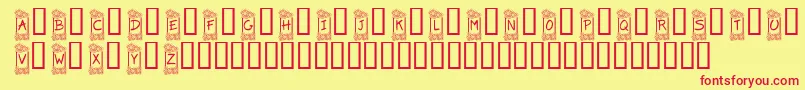 フォントKrFlowerFrame – 赤い文字の黄色い背景