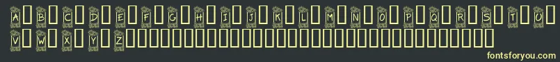 KrFlowerFrame-fontti – keltaiset fontit mustalla taustalla