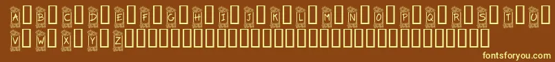 KrFlowerFrame-fontti – keltaiset fontit ruskealla taustalla