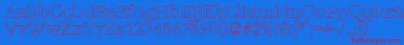 BernsteinoutlineRegular-fontti – punaiset fontit sinisellä taustalla