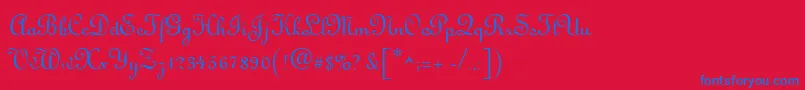 Antigua-fontti – siniset fontit punaisella taustalla