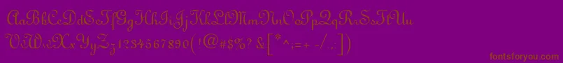 Antigua-Schriftart – Braune Schriften auf violettem Hintergrund