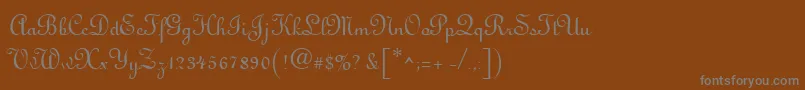 Antigua-fontti – harmaat kirjasimet ruskealla taustalla