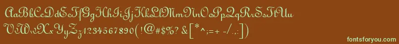 Antigua-fontti – vihreät fontit ruskealla taustalla