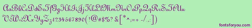Antigua-Schriftart – Violette Schriften auf grünem Hintergrund
