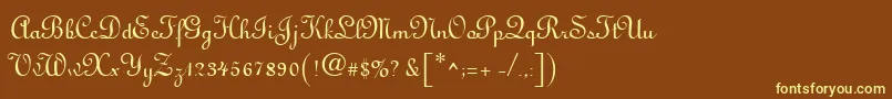 Antigua-fontti – keltaiset fontit ruskealla taustalla