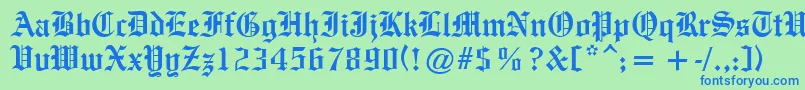 OldeEnglishe Font – Blue Fonts on Green Background