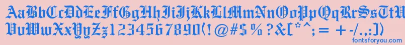 OldeEnglishe Font – Blue Fonts on Pink Background
