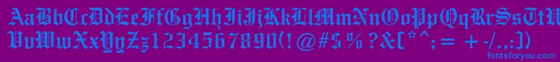 OldeEnglishe Font – Blue Fonts on Purple Background