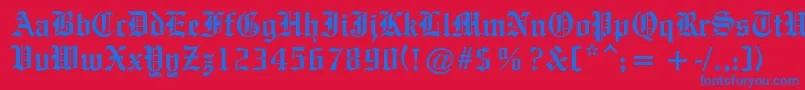 OldeEnglishe Font – Blue Fonts on Red Background