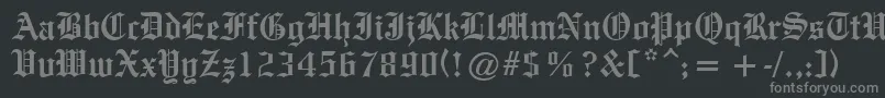 OldeEnglishe-Schriftart – Graue Schriften auf schwarzem Hintergrund