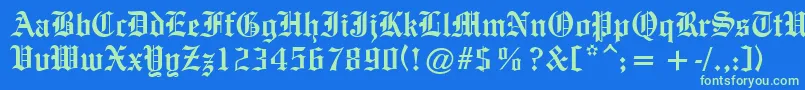 OldeEnglishe Font – Green Fonts on Blue Background