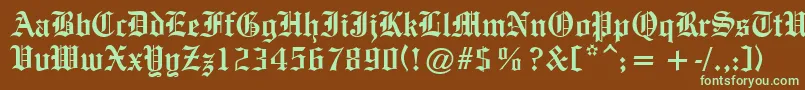 OldeEnglishe-fontti – vihreät fontit ruskealla taustalla