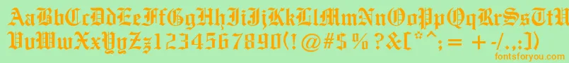 OldeEnglishe Font – Orange Fonts on Green Background
