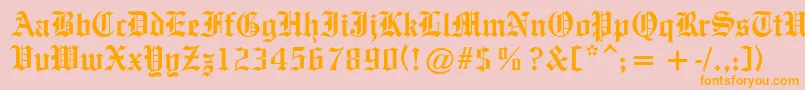 OldeEnglishe Font – Orange Fonts on Pink Background