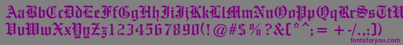 OldeEnglishe-Schriftart – Violette Schriften auf grauem Hintergrund