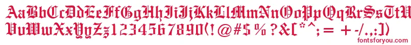 OldeEnglishe-fontti – punaiset fontit valkoisella taustalla