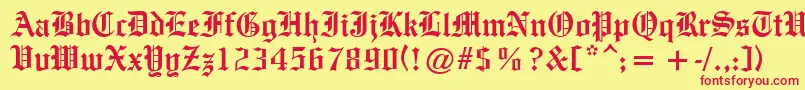 OldeEnglishe Font – Red Fonts on Yellow Background
