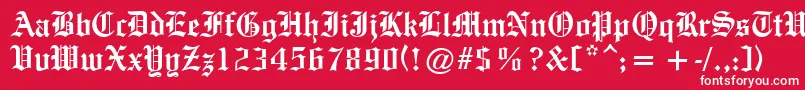 OldeEnglishe Font – White Fonts on Red Background