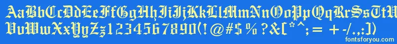 OldeEnglishe Font – Yellow Fonts on Blue Background