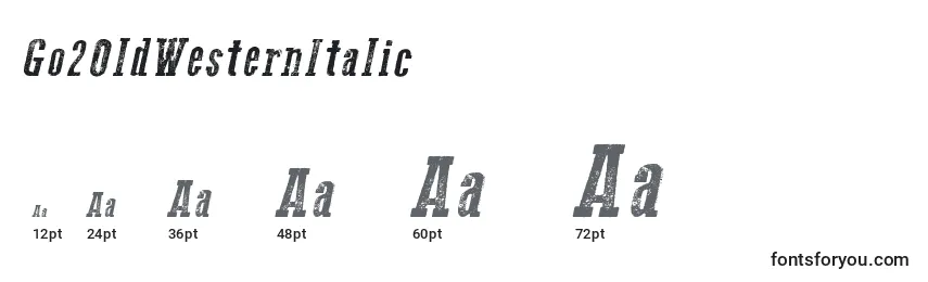 Go2OldWesternItalic Font Sizes