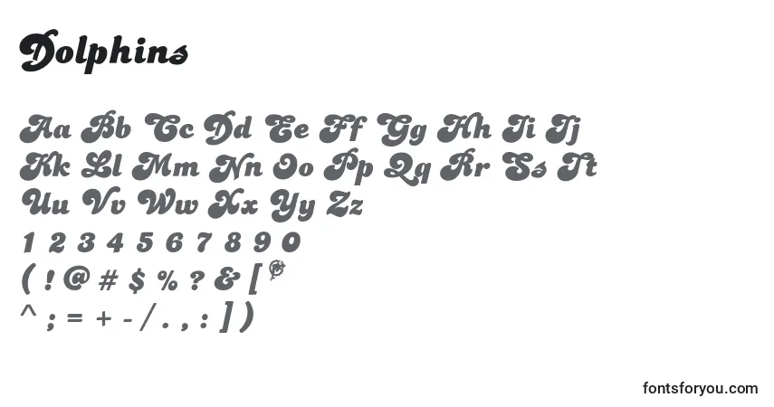 Шрифт Dolphins – алфавит, цифры, специальные символы