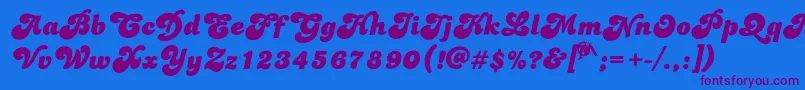 フォントDolphins – 紫色のフォント、青い背景