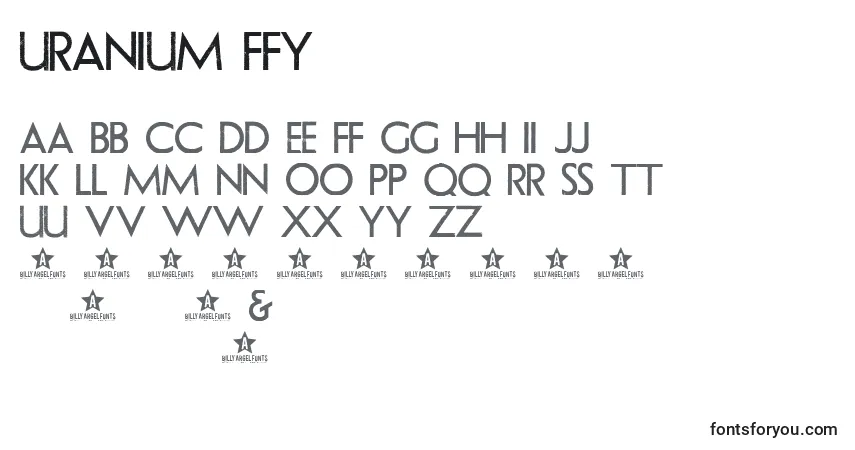 Schriftart Uranium ffy – Alphabet, Zahlen, spezielle Symbole