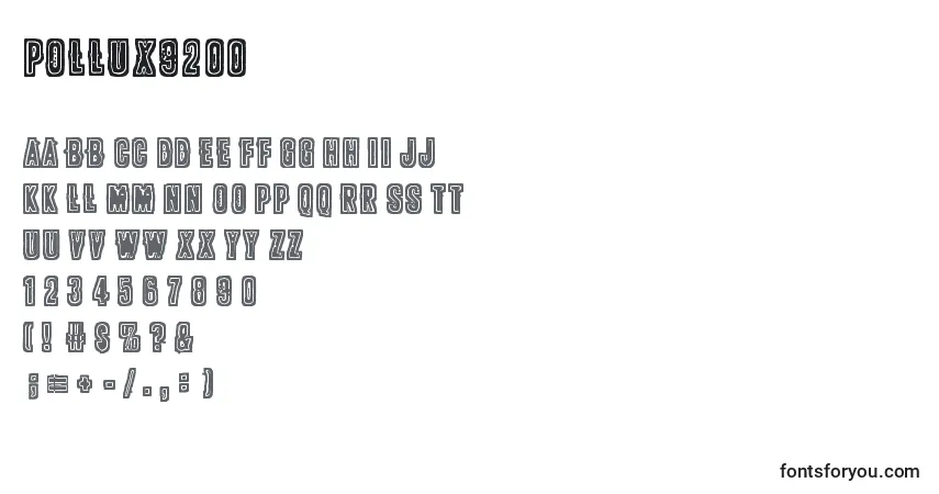 Czcionka Pollux9200 – alfabet, cyfry, specjalne znaki