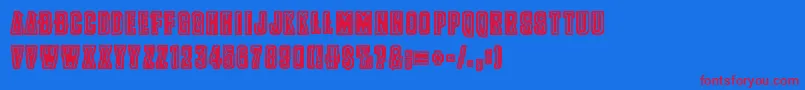 Pollux9200-Schriftart – Rote Schriften auf blauem Hintergrund