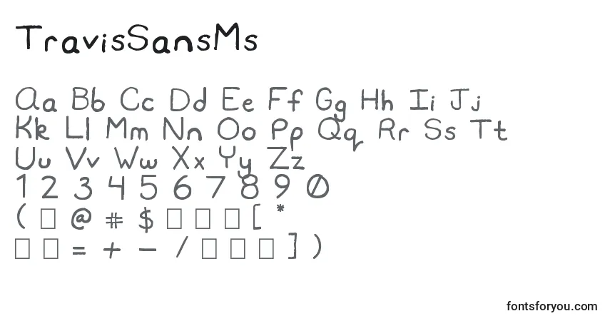 A fonte TravisSansMs – alfabeto, números, caracteres especiais