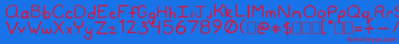 フォントTravisSansMs – 赤い文字の青い背景