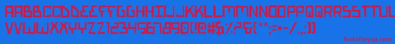 BionicTypeMalfunction-Schriftart – Rote Schriften auf blauem Hintergrund